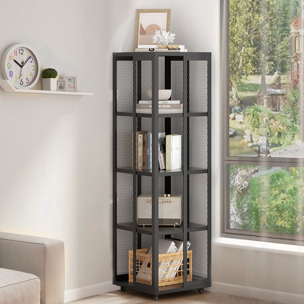 Black Steel 4-Tier Bookcase Files Storage Rack – sorangLtd