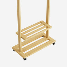 Load image into Gallery viewer, Bamboo Clothing Rack with Storage Shelves
