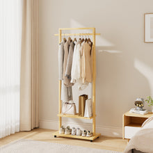 Load image into Gallery viewer, Bamboo Clothing Rack with Storage Shelves
