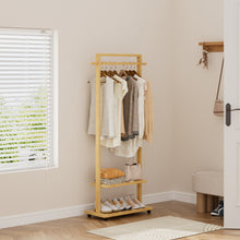 Load image into Gallery viewer, Bamboo Clothing Rack with Storage Shelves
