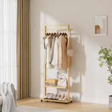 Load image into Gallery viewer, Bamboo Clothing Rack with Storage Shelves

