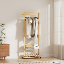 Load image into Gallery viewer, Bamboo Clothing Rack with Storage Shelves

