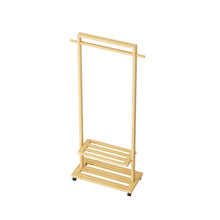 Load image into Gallery viewer, Bamboo Clothing Rack with Storage Shelves
