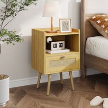 Load image into Gallery viewer, Set of 2 Bedside Tables with Charging Station &amp; Drawer
