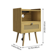 Load image into Gallery viewer, Set of 2 Bedside Tables with Charging Station &amp; Drawer
