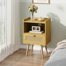 Load image into Gallery viewer, Set of 2 Bedside Tables with Charging Station &amp; Drawer
