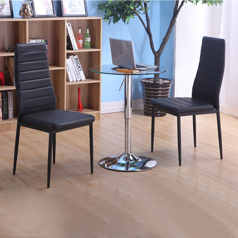 Set of 2 Modern Faux Leather Armless High Back Dining Chairs