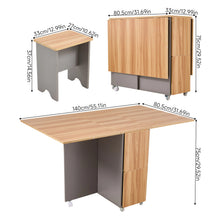 Load image into Gallery viewer, Drop Leaf Dining Table Set with 4 Stools
