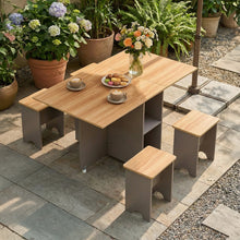 Load image into Gallery viewer, Drop Leaf Dining Table Set with 4 Stools
