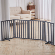 Load image into Gallery viewer, Living Room Safety Fence Wooden Folding 4-Panel Pet Gate Pet Supplies Living and Home Grey 

