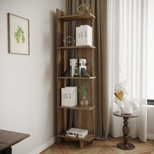 Load image into Gallery viewer, 5 Tier Bookshelf Shelf Storage Shelving Unit Corner Rack Display Stand Shelves &amp; Racks Living and Home Brown 
