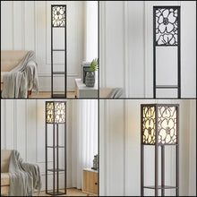 Load image into Gallery viewer, Brown Floor Lamp with Flower Linen Shade 3 Layers Indoor Towered Lamp Floorlamp Living and Home 

