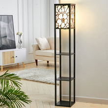 Load image into Gallery viewer, Brown Floor Lamp with Flower Linen Shade 3 Layers Indoor Towered Lamp Floorlamp Living and Home Black 
