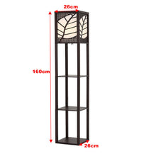 Load image into Gallery viewer, Modern Floor Lamp with Linen Shade Wood Leaf Patterned 3 Layers Towered Lamp Floorlamp Living and Home 
