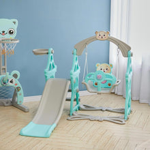 Load image into Gallery viewer, Toddler Swing and Slide Playset for Indoor and Outdoor Living and Home Green 
