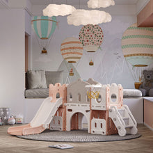 Load image into Gallery viewer, Indoor Basketball Hoop Toddler Slide City Wall Kids Activity Playset Swing &amp; Slide Living and Home Grey and Pink 
