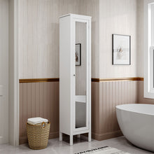 Load image into Gallery viewer, Slim White Tall Cabinet with Mirror Door
