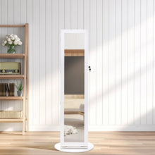 Load image into Gallery viewer, White Rotating Jewelry Organizer Cabinet with Mirror Living and Home 
