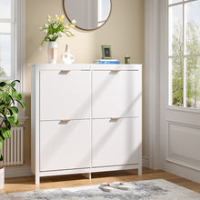Load image into Gallery viewer, Flip Down Wood Shoe Cabinet in White
