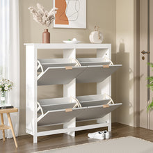 Load image into Gallery viewer, Flip Down Wood Shoe Cabinet in White
