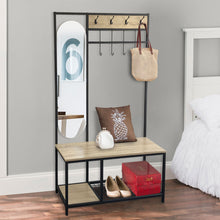 Load image into Gallery viewer, Coat Rack with Shoe Bench and Mirror
