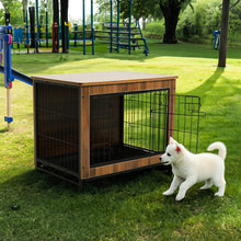 Load image into Gallery viewer, Brown Wooden Wire Dog Crate Pet Cage Dog Houses Living and Home 74cm W x 54cm D x 59cm H 
