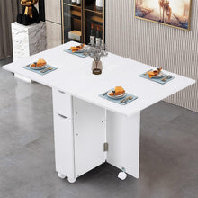 Load image into Gallery viewer, 3ft W White/Oak Multipurpose Folding Dining Table with 2 Drawers Dining Tables Living and Home White 
