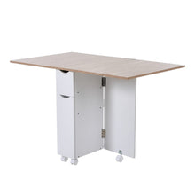 Load image into Gallery viewer, 3ft W White/Oak Multipurpose Folding Dining Table with 2 Drawers Dining Tables Living and Home 
