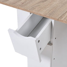 Load image into Gallery viewer, 3ft W White/Oak Multipurpose Folding Dining Table with 2 Drawers Dining Tables Living and Home 
