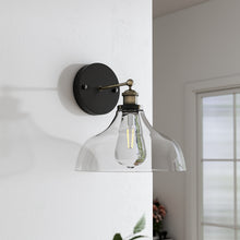 Load image into Gallery viewer, Industrial 1-Light Armed Sconce with Clear Glass Shade
