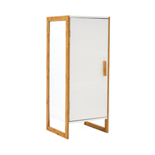 Load image into Gallery viewer, Single-door Freestanding Bamboo Frame MDF Bathroom Cabinet
