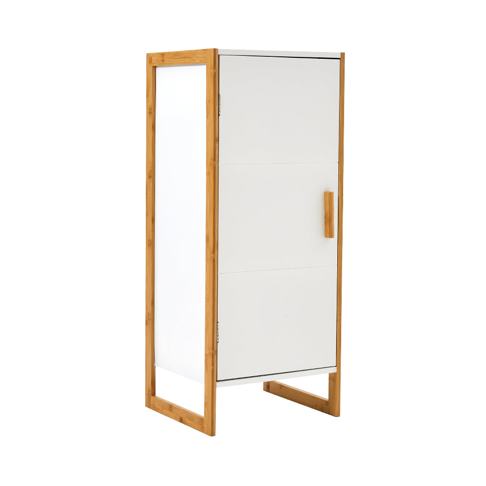 Single-door Freestanding Bamboo Frame MDF Bathroom Cabinet