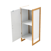 Load image into Gallery viewer, Single-door Freestanding Bamboo Frame MDF Bathroom Cabinet
