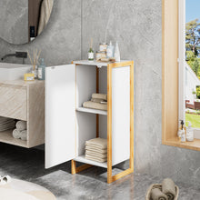 Load image into Gallery viewer, Single-door Freestanding Bamboo Frame MDF Bathroom Cabinet

