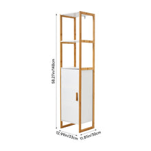 Load image into Gallery viewer, 33x30x148cm 4-Tier Single-door Tall Bathroom Storage Cabinet with L-shaped Corner Brace
