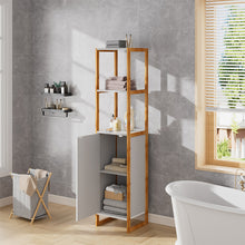Load image into Gallery viewer, 33x30x148cm 4-Tier Single-door Tall Bathroom Storage Cabinet with L-shaped Corner Brace
