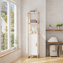 Load image into Gallery viewer, 33x30x148cm 4-Tier Single-door Tall Bathroom Storage Cabinet with L-shaped Corner Brace
