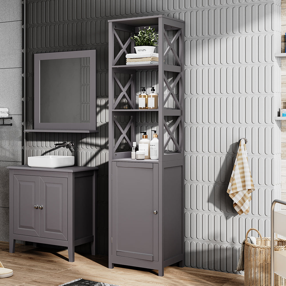 Freestanding Wooden Bathroom Tall Cabinet
