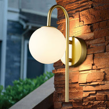 Load image into Gallery viewer, Golden Wall Light with Frosted Glass Shade
