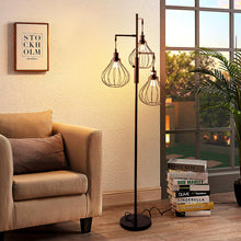 Load image into Gallery viewer, Black Modern Industrial Style 3-head Floor Lamp with Irregular Shade
