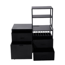 Load image into Gallery viewer, Black Mini Fridge Stand with Wine Rack and Power Socket
