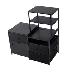 Load image into Gallery viewer, Black Mini Fridge Stand with Wine Rack and Power Socket
