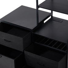 Load image into Gallery viewer, Black Mini Fridge Stand with Wine Rack and Power Socket
