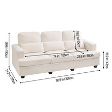 Load image into Gallery viewer, 3-Seater Chenille Upholstered Sofa with Pillows
