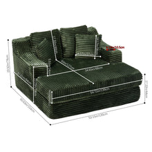 Load image into Gallery viewer, Green Corduroy Chaise Lounge Sofa Bed
