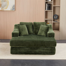 Load image into Gallery viewer, Green Corduroy Chaise Lounge Sofa Bed
