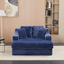 Load image into Gallery viewer, Blue Corduroy Chaise Lounge Sofa Bed
