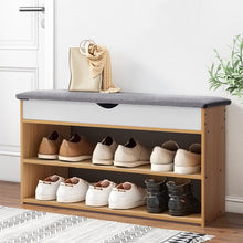 Load image into Gallery viewer, 3-Tier Shoe Storage Bench with Padded Seat

