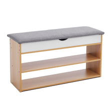 Load image into Gallery viewer, 3-Tier Shoe Storage Bench with Padded Seat
