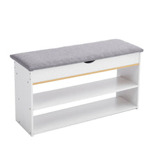 Load image into Gallery viewer, 3-Tier Shoe Storage Bench with Padded Seat
